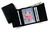 black Florentine Napa leather tri-fold wallet