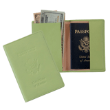 green debossed leather passport jacket