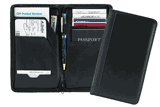black leather zippered passport case